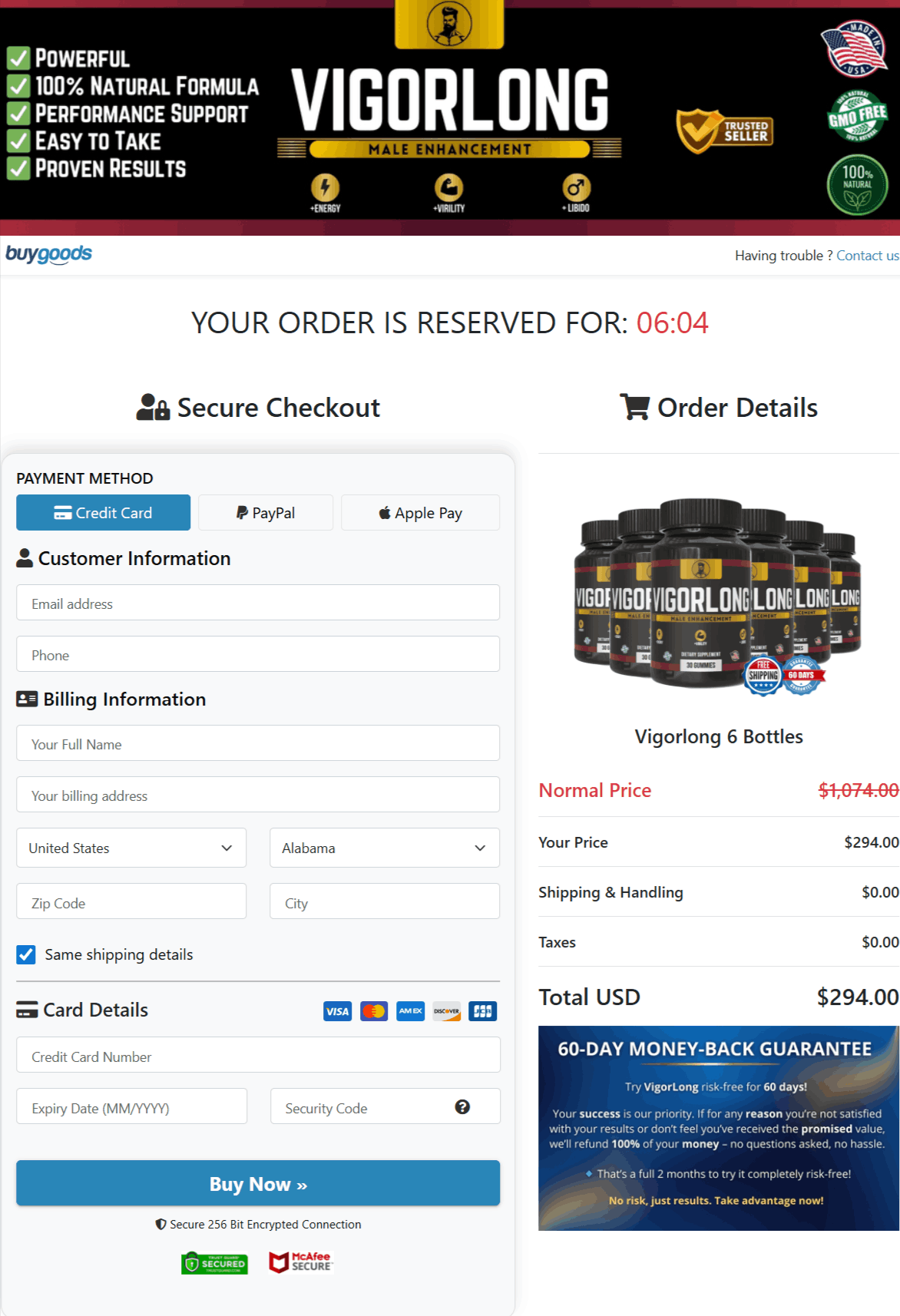 vigorlong-secure-checkout-page